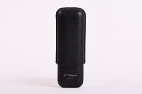 S.T.Dupont - DOUBLE CIGAR CASE IN BLACK GRAINED LEATHER AND MATTE BASE