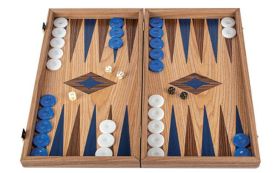 Backgammon Oak/Blue & American Walnut
